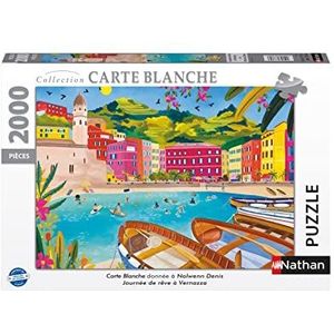 Nathan - Puzzel 2000 stukjes - Droomdag in Vernazza - Nolwenn Denis - Volwassenen en kinderen vanaf 14 jaar - Hoogwaardige puzzel - Carte Blanche collectie - 87362