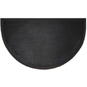 Vingertop voetmat van rubber, halfrond, voor buiten, 45 x 75 cm, kleur: zwart
