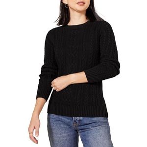 Amazon Essentials Pull de pêcheur à manches longues et col rond pour femme (disponible en grande taille), noir, taille G