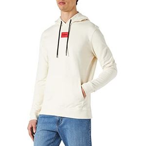 HUGO Daratschi214 heren hoodie van katoenfleece met rood logo, natural107, XL, Natural107