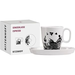 Ritzenhoff 3721001 espressobeker 95 ml - Genuss-serie nr. 1 - schotelset van porselein - designstuk zwart-wit