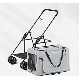 JUEMISSA Pet Stroller Dog Walking Stroller Pet Outdoor Stroller Foldable Pet Stroller Detachable Stroller (Color : Red Size : 71 * 56 * 95cm) (Light Grey 71 * 56 * 95cm)