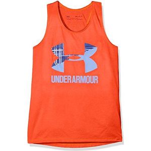 Under Armour Big Logo Slash tanktop voor meisjes, neon koraal, training blauw/talkpoeder (985) jeugd XS