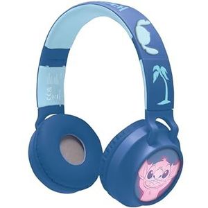 Lexibook - Disney Stitch - Draadloze en bekabelde 2-in-1 hoofdtelefoon met Stitch details en lichteffecten, hoogwaardig geluid beperkt tot 85 dB, opvouwbaar, verstelbaar, oplaadbaar, HPBT015D