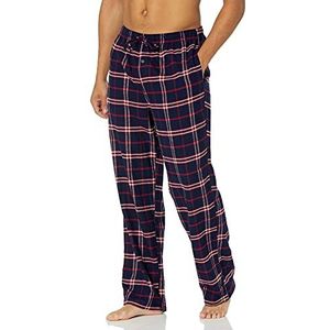 Amazon Essentials Flanellen pyjamabroek voor heren (verkrijgbaar in grote maten), marineblauw en rood geruit, maat M