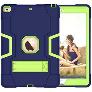 Étui de protection rigide hybride en silicone pour iPad mini 6 génération avec support de support, protection résistante aux chocs et hautes performances (bleu marine+vert