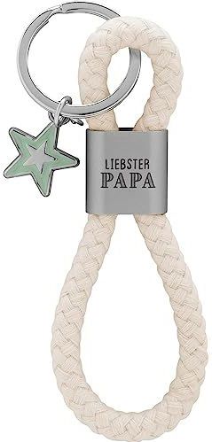 GRUSS & CO Loop sleutelhanger Papa motief | hanger bestaande uit gevlochten gesp met papa-print, met sterbedel | 48357, meerkleurig, 12 cm, motief ""Papa"", Meerkleurig, Patroon ""Papa
