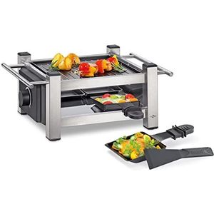 Küchenprofi TASTE4 Raclette, raclette voor 4 personen, grillplaat met antiaanbaklaag, aan beide zijden bruikbaar, 4 raclette-pannen en 4 racletteschrapers, raclette-grill met handgrepen