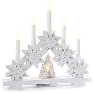 HEITMANN DECO Led-lichtboog, hout, kaarsenhouder, kerstdecoratie, verlichting, wit, voor binnen
