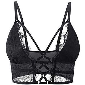 Buitifo Dames Cami BH Criss Cross Wimpers Crop Top BH Sexy Vest Bralette Buster Lingerie, Zwart, L