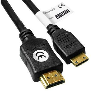mumbi 08457 HDMI-kabel mini High Speed Full HD 3D (Mini HDMI C stekker naar HDMI A stekker, vergulde contacten, 3,00 m, zwart