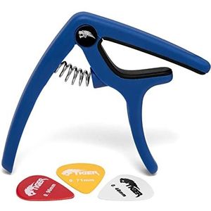 TIGER GACAPO9-BL Capo voor akoestische elektrische gitaren en basgitaren, blauw