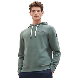 TOM TAILOR herensweater-hoodie met logoprint, 19643-groene stof