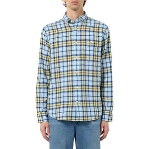 REG COTTON LINEN CHECK T-shirt, Banana Yellow., 4XL