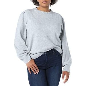 Amazon Essentials Dames zachte trui met geplooide schouders en ronde hals, grijs gemêleerd, XS
