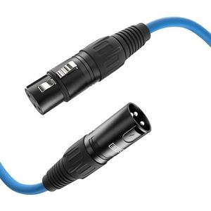 ETEC, XLR-kabel, microfoonkabel, XLR-stekker naar XLR-stekker, XLR-verlengkabel blauw, 1,50m