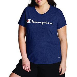 Champion T-shirt Vapor van katoen met V-hals voor dames, Imperial Indigo Heather-y07245
