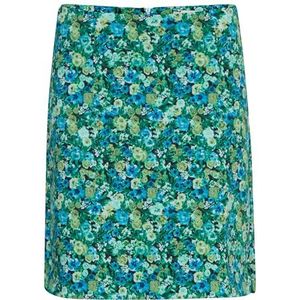 ICHI IHKATE Print SK10 Jupe crayon pour femme 74% polyester, 22% viscose, 4% élasthanne Coupe droite, Blue Green Multi Flower Aop (202699), M