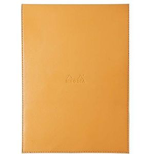 Rhodia - Ref 218188C - notitieblok met omslag (60 vellen) - DIN A4, superfijn perkament 80 g/m², kunstlederen omslag, penlus en kaartenvak, gelinieerd - oranje