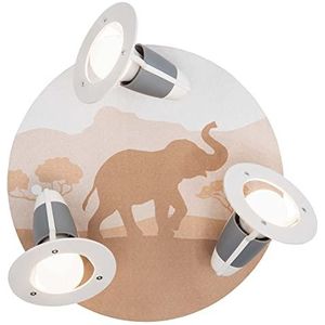 Plafondlamp, wandlamp voor jongens en meisjes, savanne- en woestijndieren in Scandinavische stijl, plafondlamp of wandlamp voor kinderen met dieren, 3 spots Rondell Scandi ""Savanna