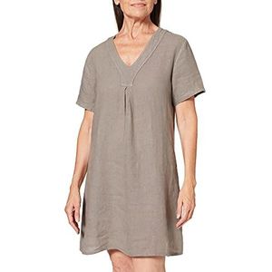 Bonamaison Casual jurk met korte mouwen en plooien aan de voorkant, Licht Taupe