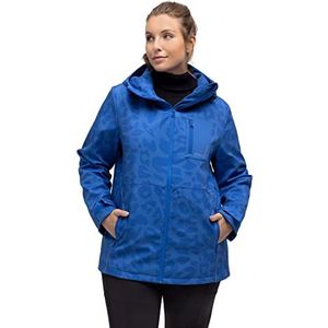 Ulla Popken Hyprar Softshelljas, waterdicht, ademend, luipaardpatroon, damesjassen, Royal Blauw