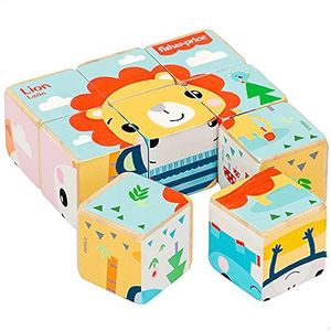 WOOMAX Fisher Price 48811 houten puzzel, 9 kubussen + 2 jaar