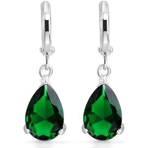 Crystalline Azuria Traans Bengelen Oorbellen met Groene Gesimuleerde Smaragd Zirkonia Kristallen 18 kt Verguld voor Vrouwen