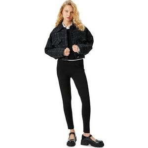 Koton Legging pour femme - Taille haute - Point de couture - Viscose mélangée, Noir (999), XXL