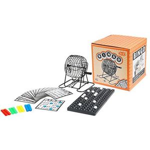 Bingoset Retr-Oh! - Metaal - 20 cm - Bingomolen - 75 Bingoballen - Herbruikbare Bingokaarten