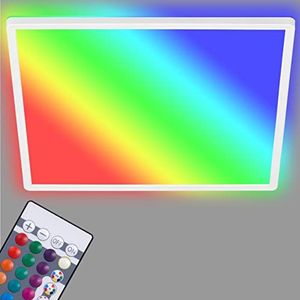 Briloner Leuchten - LED paneel, dimbare RGB plafondlamp, kleur backlight, met afstandsbediening, 15 W, 1850 lumen, 4000 Kelvin, wit, 293 x 293 x 28 mm (DxH)