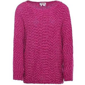 Ebeeza Women's Femmes Casual Tricot Col Rond Polyester Fuchsia Taille XL/XXL Pull Sweater, fuchsia, XL