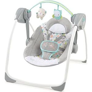 Ingenuity, Fanciful Forest Compacte babyschommel, 6 schommelsnelheden, 8 rustgevende melodieën, afneembare speelboog, 2 pluche speelgoed, 5 harnastippen, vanaf de geboorte tot 9 kg