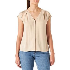 Comma Blouse met korte mouwen, blouse voor dames, zand (8212)