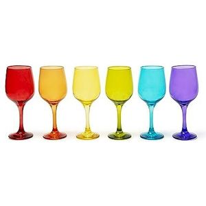 Excelsa Trinidad Set van 6 kleurrijke glazen, spuitmondglas, inhoud 480 ml.