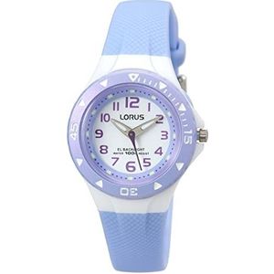 Lorus Meisjes analoog kwarts horloge met PU band RRX51CX9, wit/paars, armband, Wit/Paars, Armband
