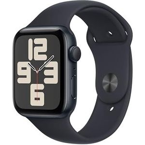 Apple Watch SE (2e generatie, 2023) (44 mm GPS) Smartwatch met aluminium behuizing en sportarmband middernacht - M/L Lichamelijke activiteit en slaapbewaking, ongevallendetectie, Retina-display