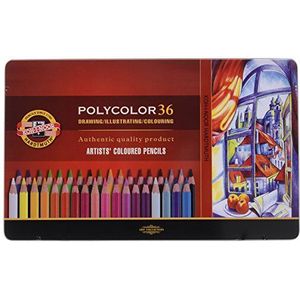 Koh-I-Noor 3825 Polycolor kleurpotloden voor de kunstenaar, verschillende kleuren (set van 36)