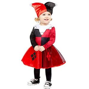 amscan Warner Bros 9907673 Harley Quinn kostuum voor kinderen, meisjes, officieel gelicentieerd product (12-18 maanden), rood