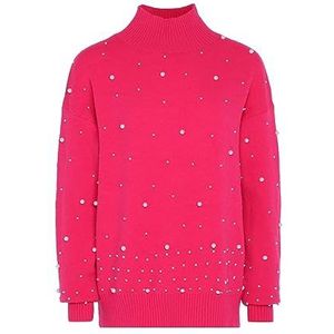 faina Dames pailletten ornament elegant acryl roze maat XL XXL trui sweater roze, XL, Roze