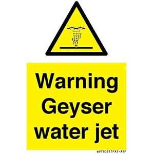 Geyser Water Jet waarschuwingsbord 50 x 75 mm A8P