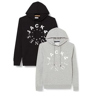 JACK & JONES Jjwarrior Hoodie voor heren, 2 stuks Mp Hoodie, zwart / pakket: zwart + LG (big)