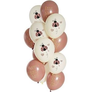Folat 12 stuks Ladybug ballonnen 33 cm latex ballonnen voor kinderverjaardag en feestdecoratie roze 25132