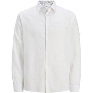 JACK & JONES Jprblasummer Detail L/S Smu Jprblasummer Detail L/S Smu T-shirt voor heren (1 stuk), Wit, XL