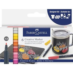 aber-Castell 160796 Set van 2 metallic markers met vezelpunt, 1,5 mm dikte, geschikt voor vele oppervlakken, met metallic effect in goud en zilver, 2 stuks