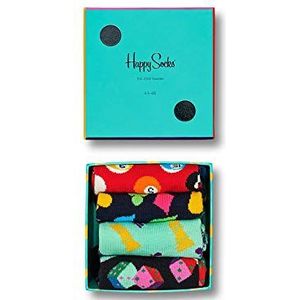 Happy Socks Game Night Gift Box, Kleurrijke en Leuke, Sokken voor Dames en Heren, Groente-Rood-Turkoois 4 paar (36-40), Gemischt, 36-40 EU