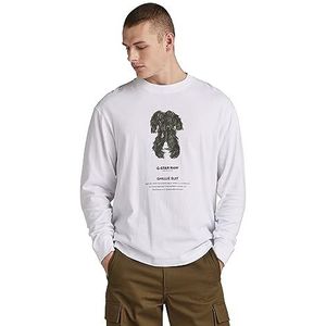 G-STAR RAW Archief Boxy R T Lange mouwen Heren T-shirts, Veelkleurig (Wit Ghillie Suit D23722-c336-g190)
