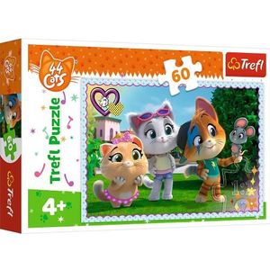 Trefl - 44 katten, spelletjes met vrienden - puzzel 60 elementen - kleurrijke puzzels met sprookjesfiguren 44 katten, creatief amusement, plezier voor kinderen vanaf 4 jaar