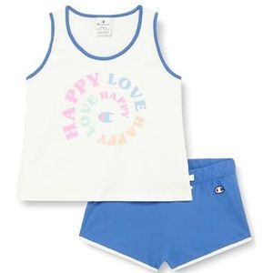Champion Legacy Icons G - Graphic Top & Shorts Compleet Meisjes, Wit/Blauw Jeans, 3-4 jaar