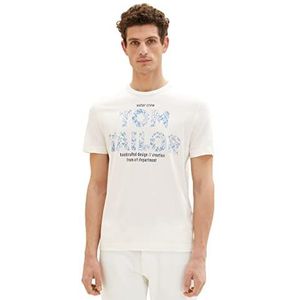 TOM TAILOR 1036334 T-shirt met logo voor heren (1 stuk), 10332 - Wit